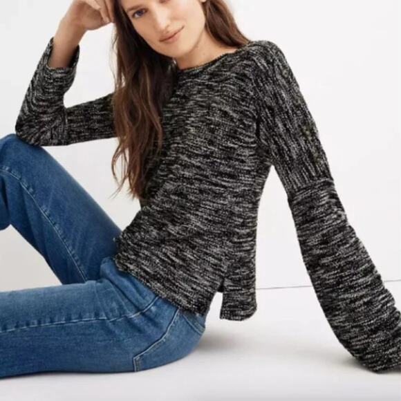 Madewell Marled Button-Shoulder Wide-Sleeve Top - Picture 7 of 7